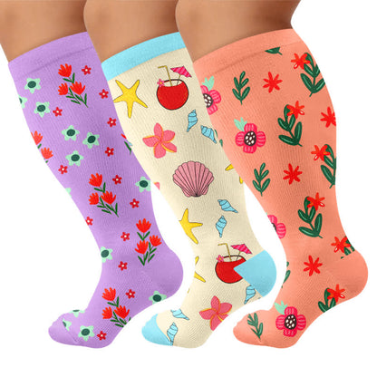 Plusock Plus Size Floral Beach Compression Socks - image 4