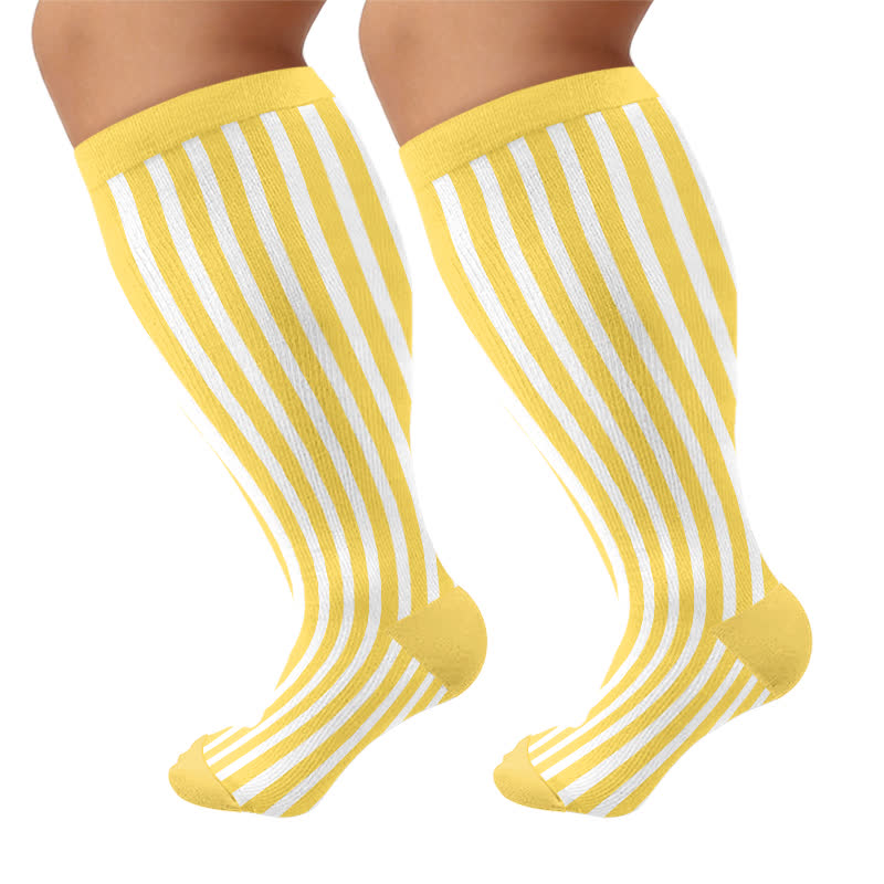 Plusock Plus Size Mixed Pattern Compression Socks - Yellow - 4XL - image 7