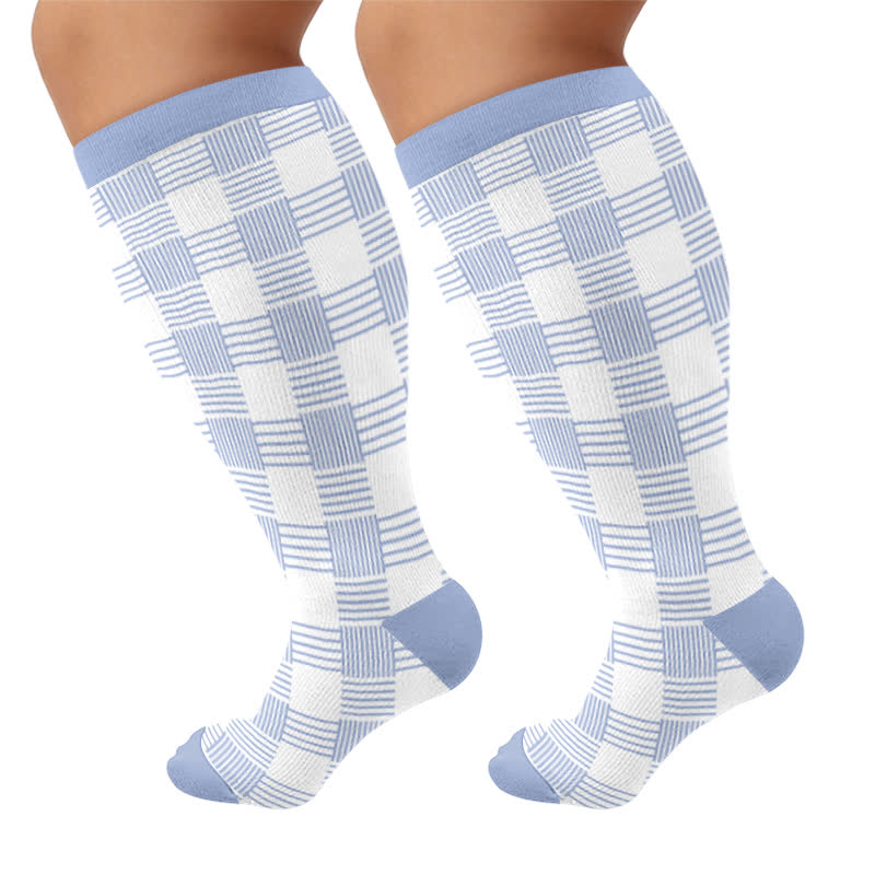 Plusock Plus Size Mixed Pattern Compression Socks - Blue - 4XL - image 5