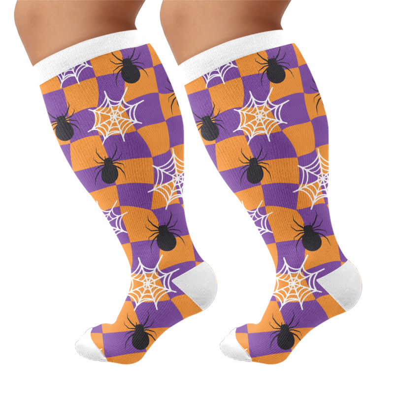 Plusock Plus Size Webs Bone Parade Compression Socks - Purple - 4XL - image 9
