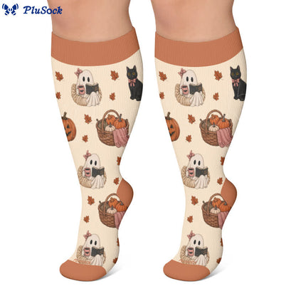 Plusock Plus Size Ghostly Autumn Tales Compression Socks - image 7