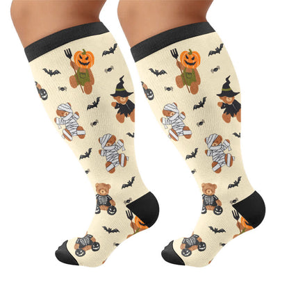 Plusock Plus Size Ghostly Autumn Tales Compression Socks - Beige - 4XL - image 8