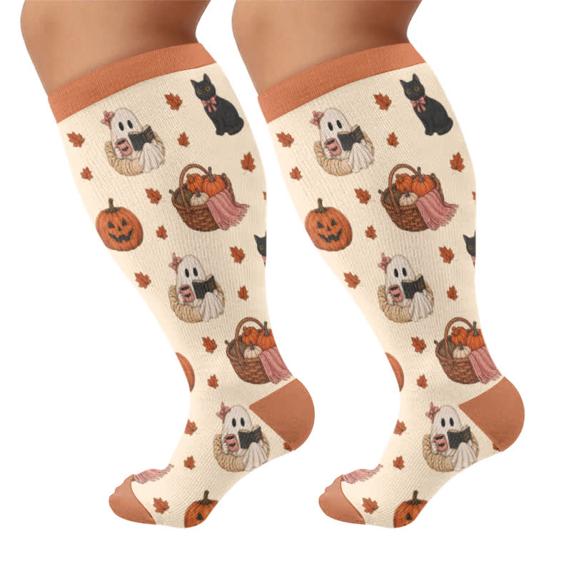 Plusock Plus Size Ghostly Autumn Tales Compression Socks - Khaki - 4XL - image 10