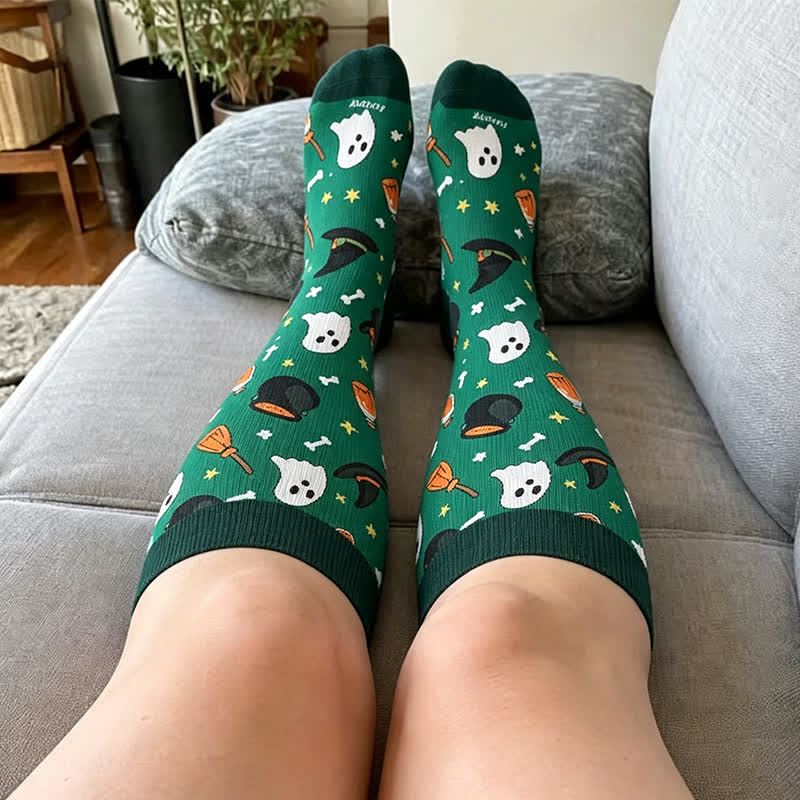 Plusock Plus Size Skeleton Party Compression Socks - image 1