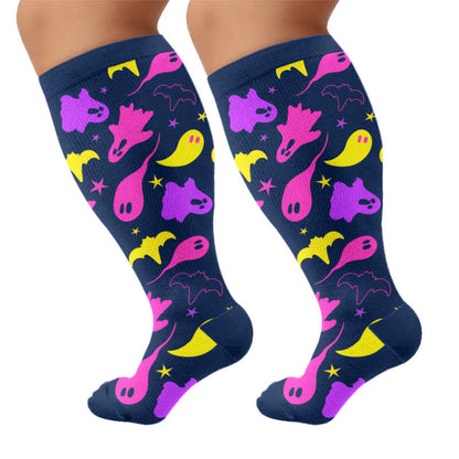 Plusock Plus Size Skeleton Party Compression Socks - Navy Blue - 4XL - image 9