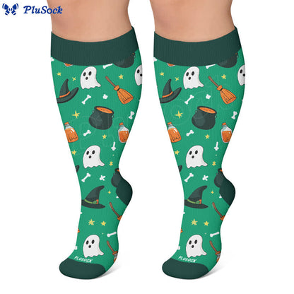 Plusock Plus Size Skeleton Party Compression Socks - image 5