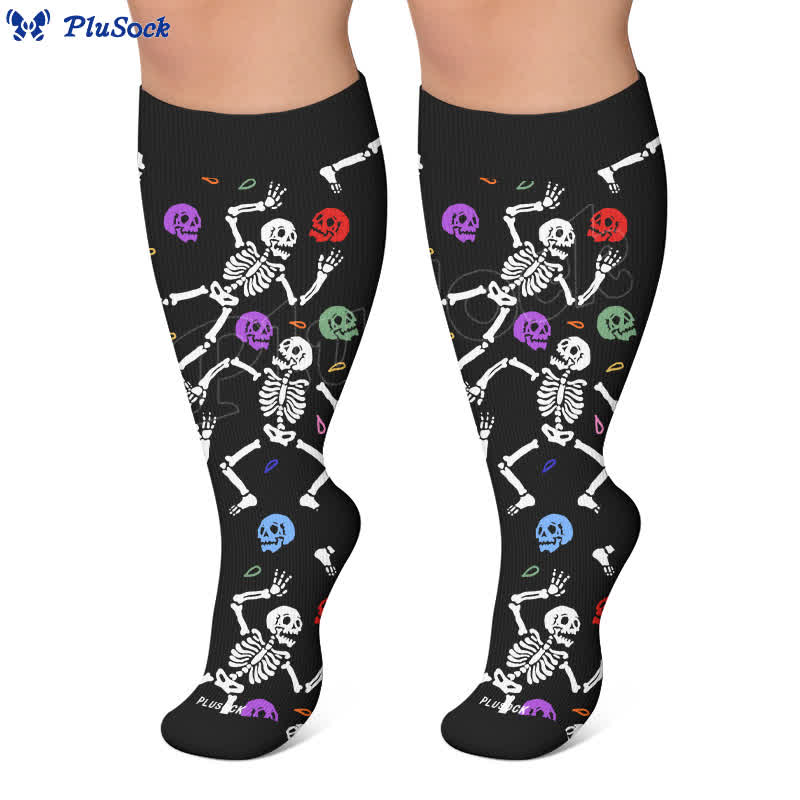 Plusock Plus Size Skeleton Party Compression Socks - image 7