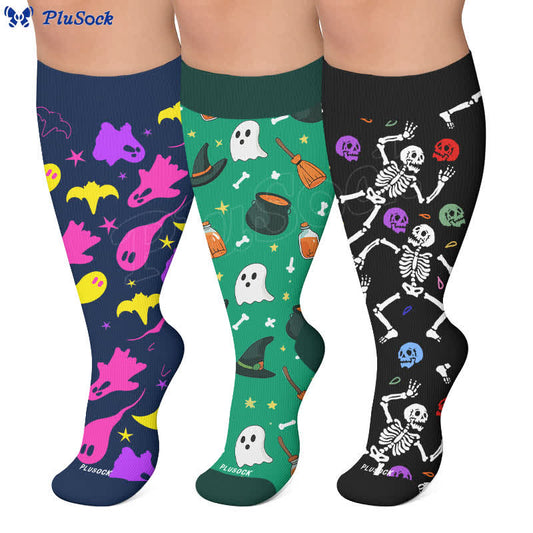 Plusock Plus Size Skeleton Party Compression Socks - image 0