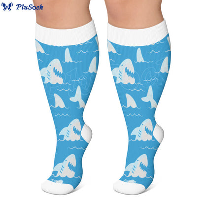 Plusock Plus Size Ocean Wave Compression Socks - image 8