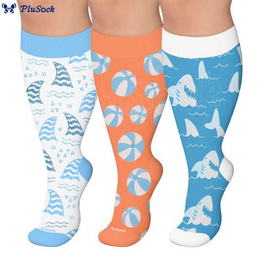 Plusock Plus Size Ocean Wave Compression Socks - image 0