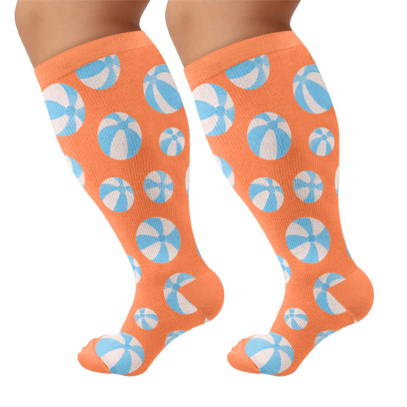 Plusock Plus Size Ocean Wave Compression Socks - Orange - 4XL - image 9