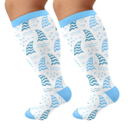 Plusock Plus Size Ocean Wave Compression Socks - White - 4XL - image 5