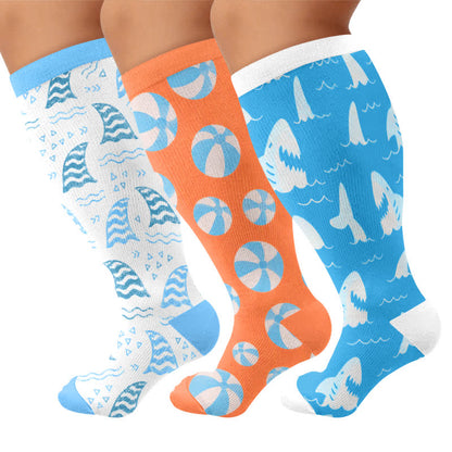 Plusock Plus Size Ocean Wave Compression Socks - image 4