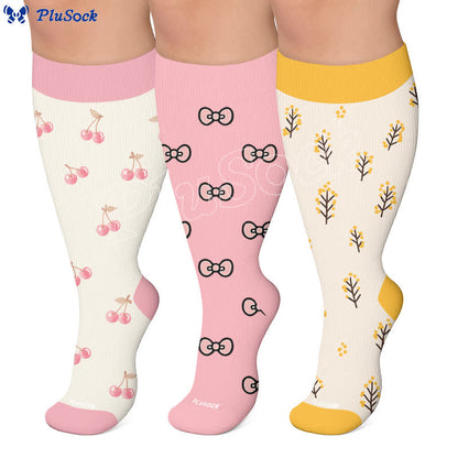 Plusock Plus Size Cherry Bow Compression Socks - image 0