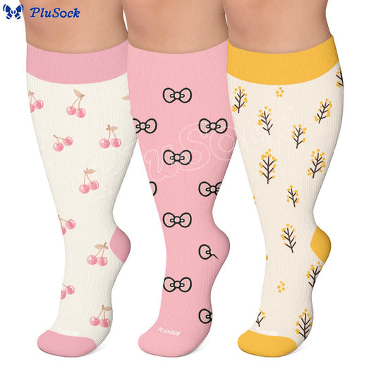 Plusock Plus Size Cherry Bow Compression Socks - image 0
