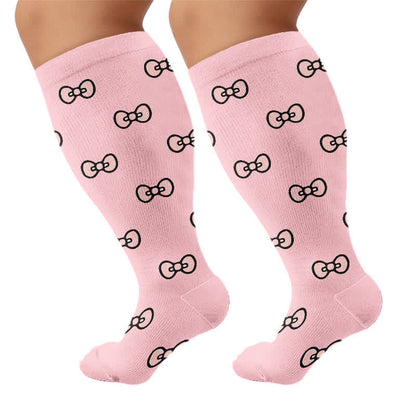 Plusock Plus Size Cherry Bow Compression Socks - Pink - 4XL - image 7