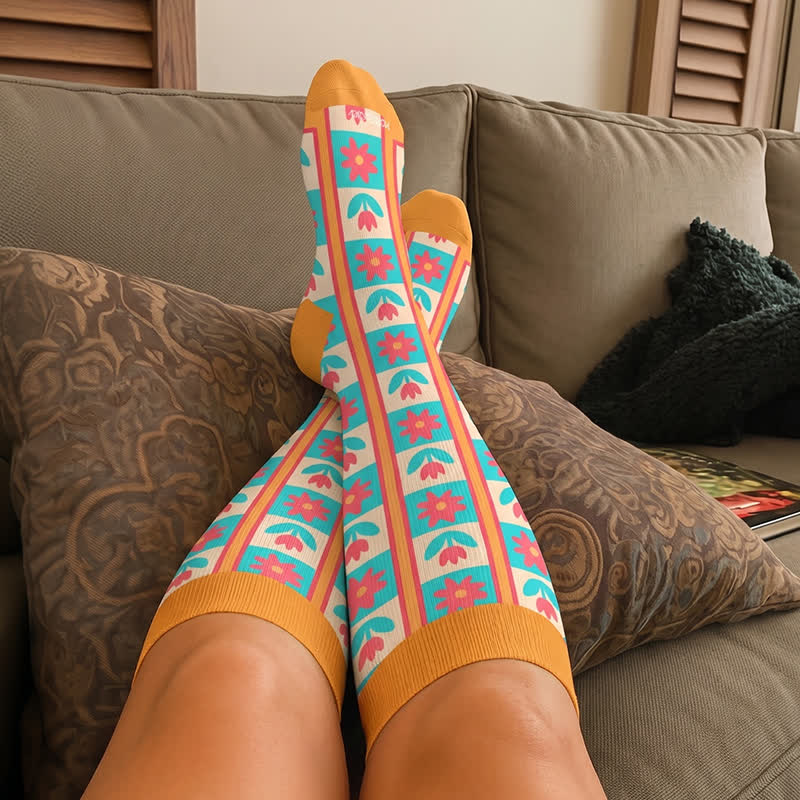 Plusock Plus Size Floral Patchwork Compression Socks - image 2