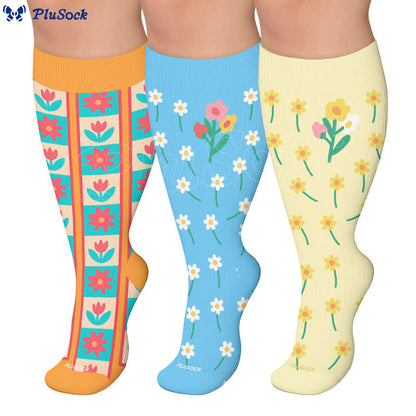 Plusock Plus Size Floral Patchwork Compression Socks - image 0
