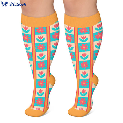 Plusock Plus Size Floral Patchwork Compression Socks - image 6