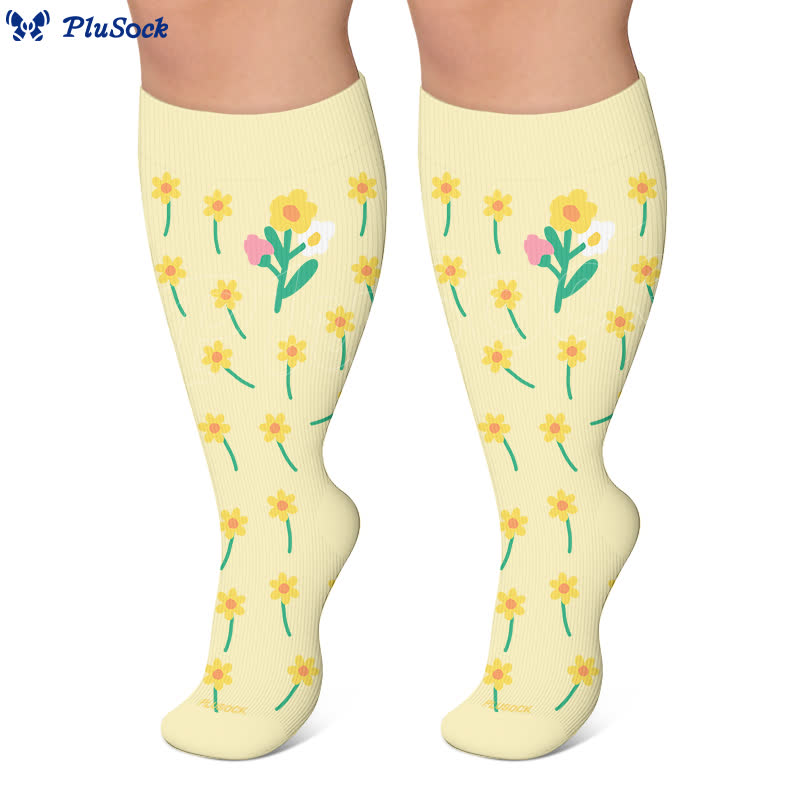 Plusock Plus Size Floral Patchwork Compression Socks - image 10