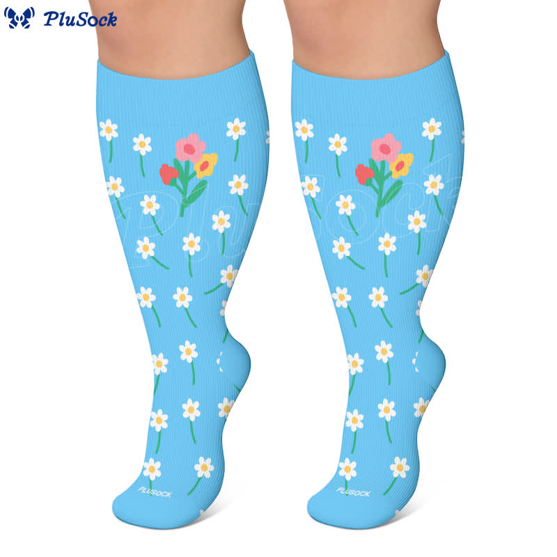 Plusock Plus Size Floral Patchwork Compression Socks - image 8