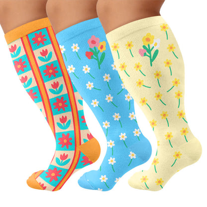 Plusock Plus Size Floral Patchwork Compression Socks - image 4