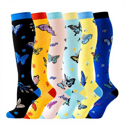Plusock Butterfly Series Compression Socks(6 Pairs) - Multicolor - S/M - image 1