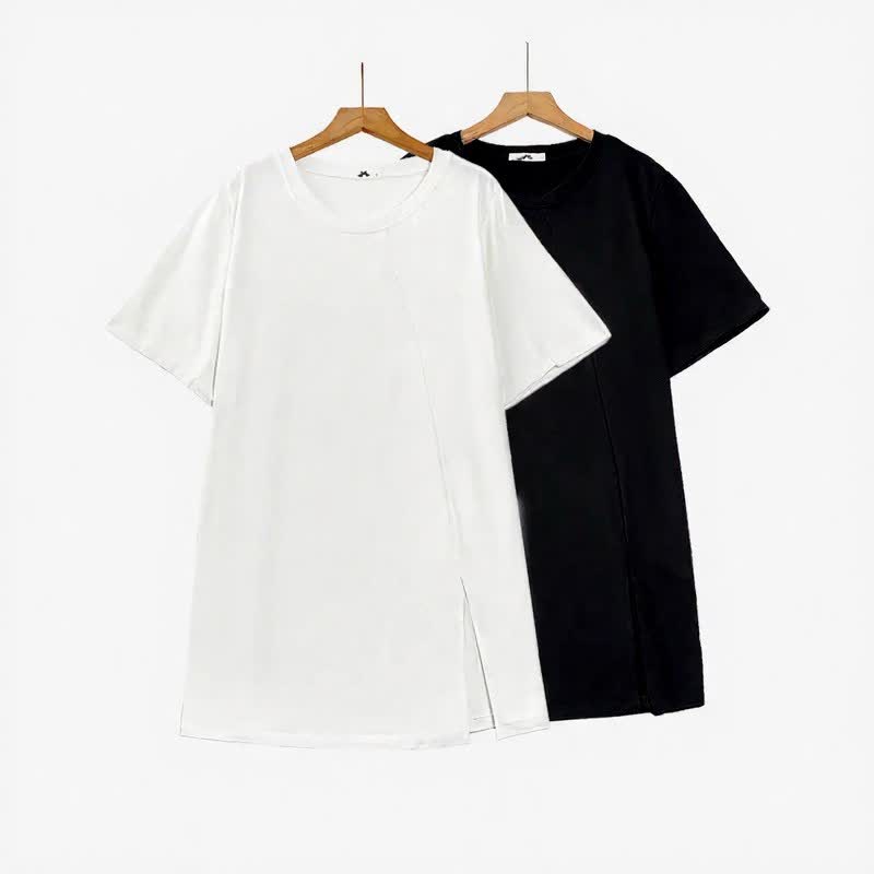 Plusock Asymmetric Side Slit Relaxed Blouses - image 0