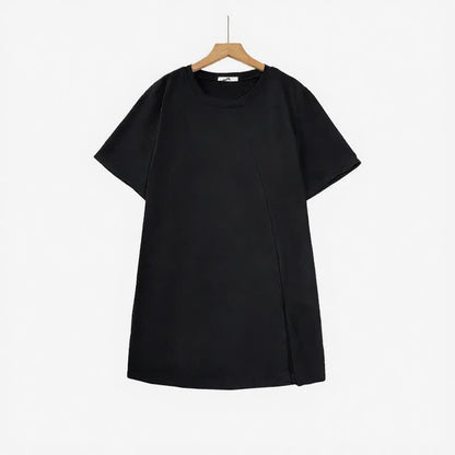Plusock Asymmetric Side Slit Relaxed Blouses - Black - 6XL - image 2