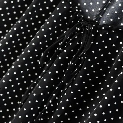 Plusock Polka Dot Tie-Neck Ruffle-Hem Tunic Top - image 3