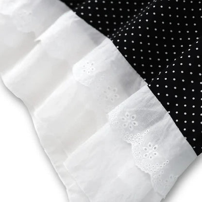 Plusock Polka Dot Tie-Neck Ruffle-Hem Tunic Top - image 1