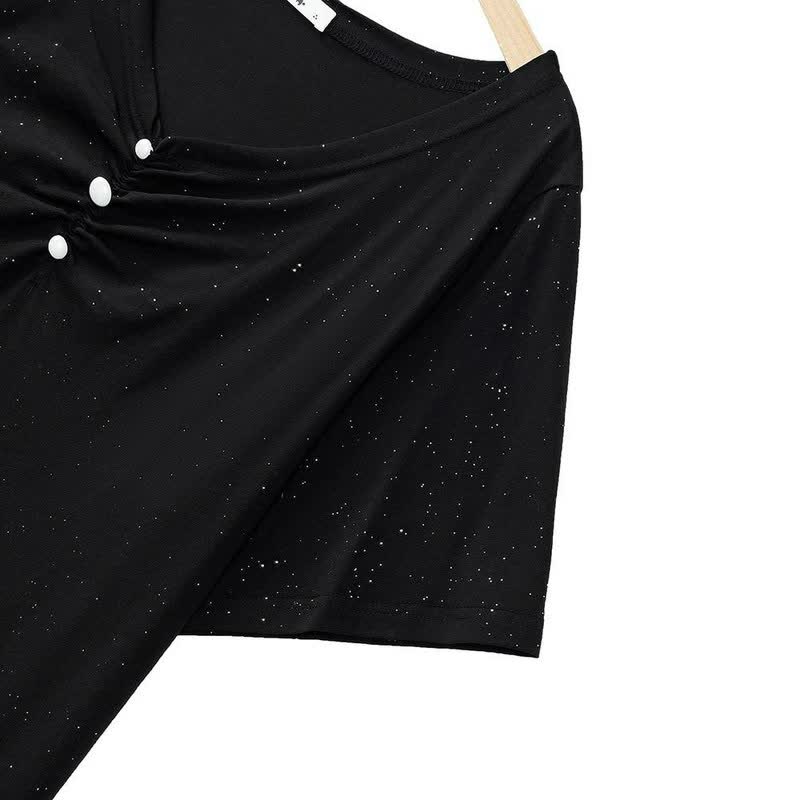 Plusock Speckled Cotton Button Detail Relaxed Top - image 2
