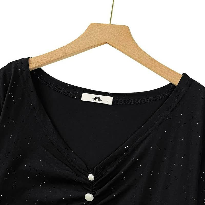 Plusock Speckled Cotton Button Detail Relaxed Top - image 6