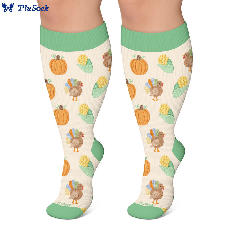 Plusock Plus Size Thanksgiving Print Compression Socks - image 6