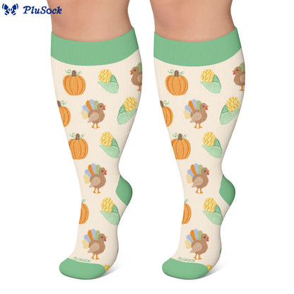 Plusock Plus Size Thanksgiving Print Compression Socks - image 6