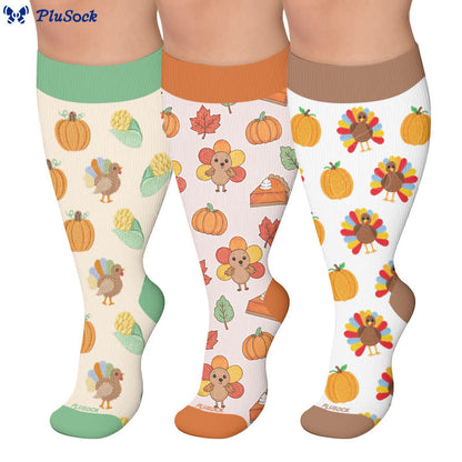 Plusock Plus Size Thanksgiving Print Compression Socks - image 0