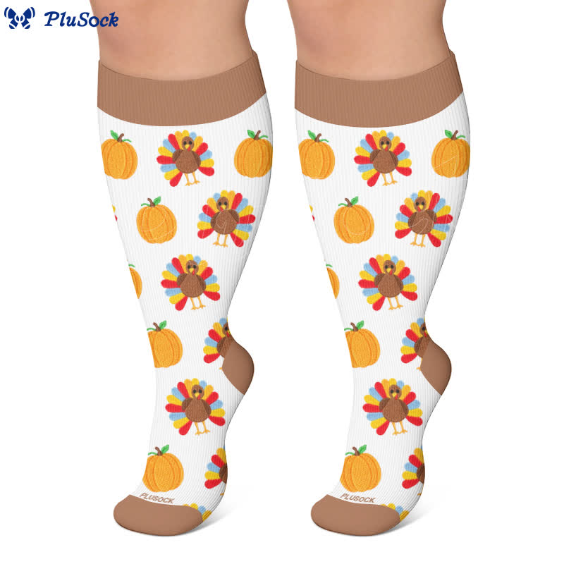 Plusock Plus Size Thanksgiving Print Compression Socks - image 8