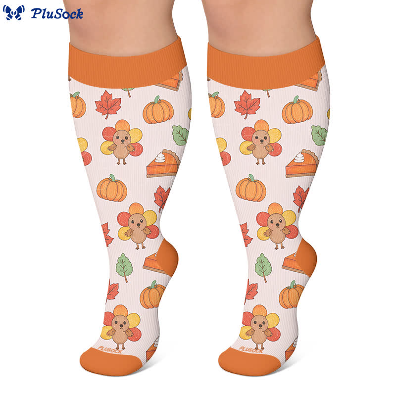 Plusock Plus Size Thanksgiving Print Compression Socks - image 10