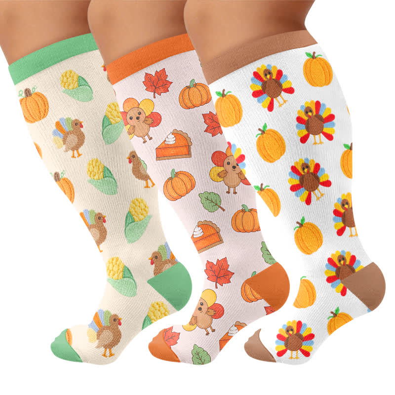 Plusock Plus Size Thanksgiving Print Compression Socks - image 4
