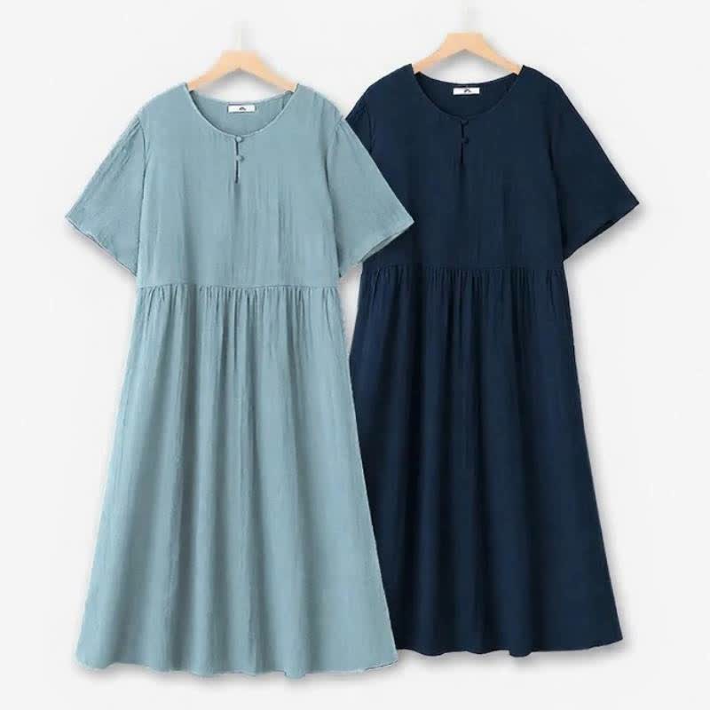 Plusock Breezy Button Neck Midi Dress - image 0