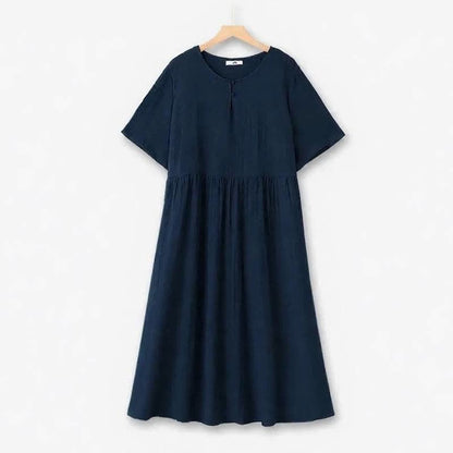Plusock Breezy Button Neck Midi Dress - Dark Blue - 6XL - image 1