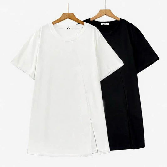 Plusock Asymmetric Side Slit Relaxed Blouses - image 0