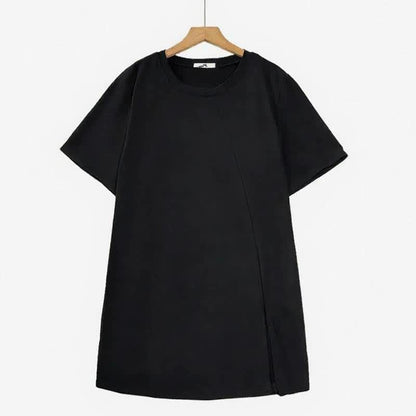 Plusock Asymmetric Side Slit Relaxed Blouses - Black - 6XL - image 1