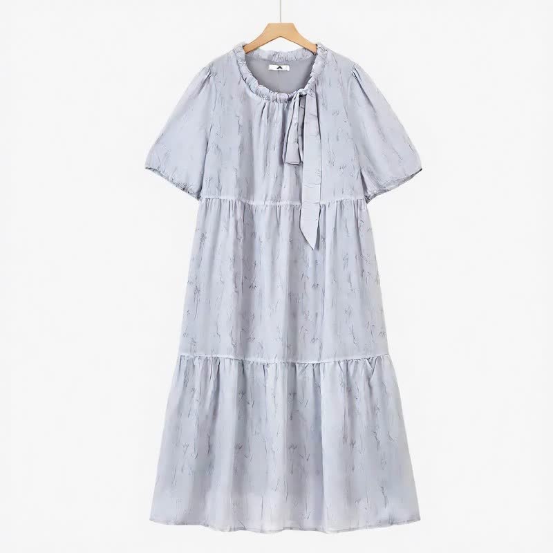 Plusock Romantic Bow Neck Maxi Dress - Light Blue - 6XL - image 0