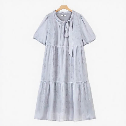 Plusock Romantic Bow Neck Maxi Dress - Light Blue - 6XL - image 0