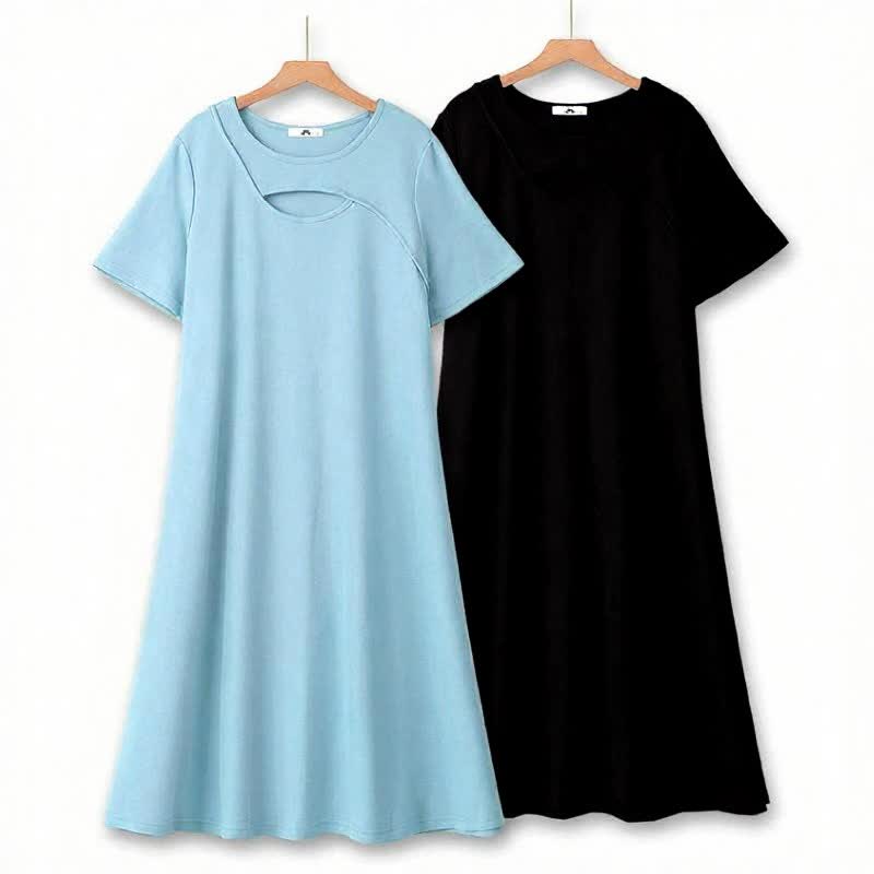 Plusock Relaxed Keyhole Midi Dress - image 0