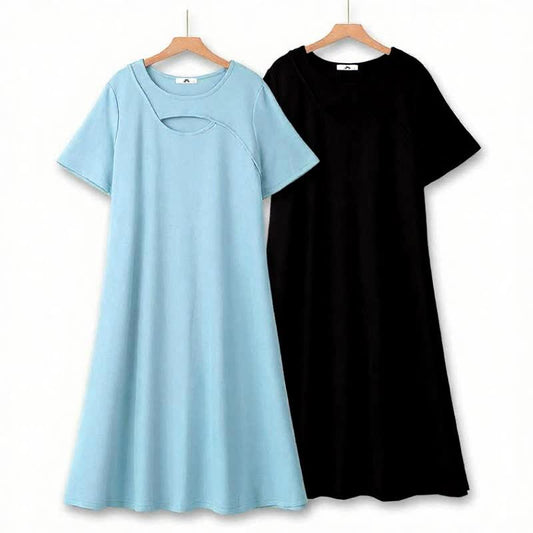 Plusock Relaxed Keyhole Midi Dress - image 0