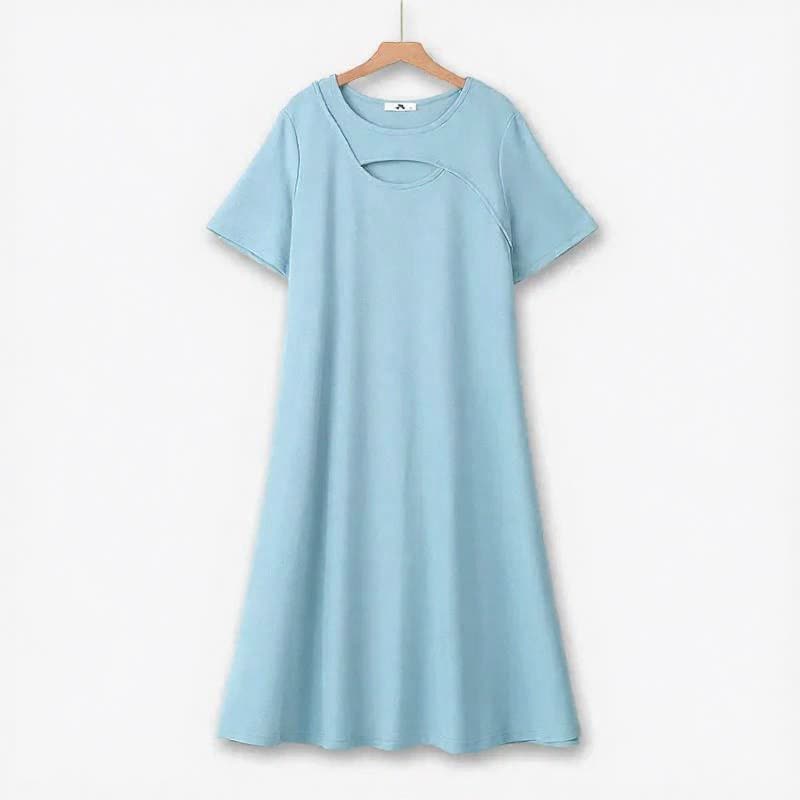 Plusock Relaxed Keyhole Midi Dress - Blue - 7XL - image 2