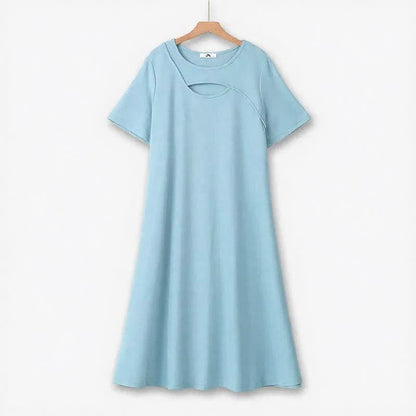 Plusock Relaxed Keyhole Midi Dress - Blue - 7XL - image 2