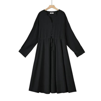 Plusock Relaxed Drawstring Midi Dress - Black - 6XL - image 1